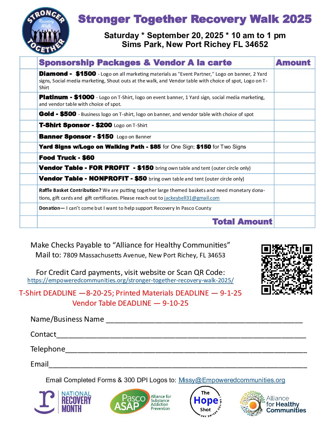 Recovery Walk Vendor-Sponsor 2025
